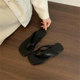 Breakj New Flat Shoes Daily Leisure Side Folded Toe Sandals Wearing Solid Color Simple Commuter