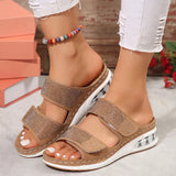 Breakj New Summer Women Thick Bottom Slippers Water Drill With Thick Bottom Air Cushion Slope And Flat Bottom Slippers