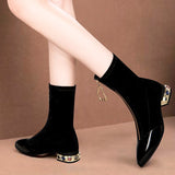 Fashion Boots 2024 New Fashion Thin Velvet Ankle Boots Water Drill Front