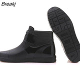 waterproof rain boots waterproof flat with shoes men rain unisex water rubber ankle boots buckle botas