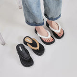 Size 35-39 Wedges Sandals Women Flip Flops Medium Heels Summer Shoes For Women 2023 Fashion Slippers Platform