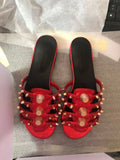 Metal Riveted Decorative Flat Slippers, Large Size Sandals, Sandals, New Summer