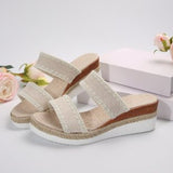 New Hemp Rope Woven Surrounding Slope With Slippers Female Thick Bottom A Word Belt