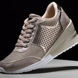 Breakj Slope Heel 2023 Autumn And Winter Thick Soles Thick-Soled Shoes Round Head Cross-Lace Casual