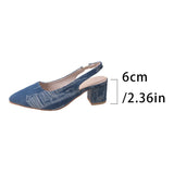 Breakj New Denim Back High Heel Shoes Sharp Head Light Single Shoes Fine Heel Head Large Size Sandals