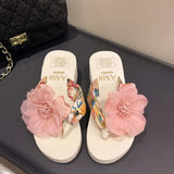 Breakj Beach Slippers Women 2025 Summer New Slope And Toe Flowers Cold