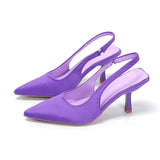 Size High Heel Sandals Baotou Back Empty Rear Trip New Shallow Pointed Single Heel