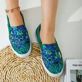 Graffiti Women Flat Shoes Shallow Thick Bottom Casual Canvas Female Footwear Spring Slip On Women's Shoes Plus Size 2022