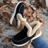 New Thick Bottom Snow Boots Women Add Velvet And Thick Hair Warm Large Size Sewing Bag Women's Cotton