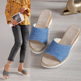 Breakj 2025 New Pine Cake Heel Toe Cool Slippers Cloth One-Word Drag Cloth Women's