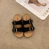 Breakj Thick-Bottomed Boken Slippers 2025 New Belt Buckle Beach Slippers Roman Muller