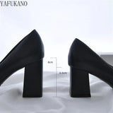 Woman Pumps Slip-on Square Heel High Heels 6CM/8CM Classic Elegant Sexy Solid Black Pink Nude Women's Shoes Block