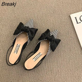 Women's Sandals Summer 2023 Pointed Low Heels Bow-knot Sandalias Fashion Baotou Strap Elegant Female Shoes Chaussure