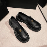 Heel Black Loafers Autumn And Winter British Small Leather Shoes With A Single Shoes Platform Women's