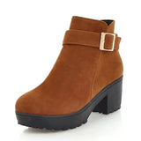 2023 top quality dropship big size 48 chunky heels ankle boots women shoes woman add plush winter boots shoes