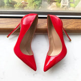 12cm 10cm 8cm High Heel Women Red Patent Pointy Toe Stiletto Pumps Elegant Wedding Shoes Size 33-45 Colors