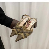 Breakj Heel Design High Heels Black Temperament Sandals Fairy Shoes Spring And Summer Women's French Sand Slippers Single