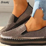 Women Flat Glitter Sneakers Casual Female Mesh Lace Up Bling Platform Comfortable Plus Size Vulcanized Shoes Zapatillas Mujer