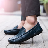 Breakj Seasons Men's Bean Shoes British Black Driving Shoes Leather Spring And Summer Casual Shoes Fashion Warm Lazy