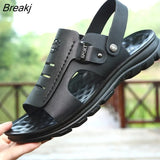 Men Leather Sandals Summer Classic Men Shoes Slippers Soft Sandals Men Roman Comfortable Outdoor Walking
