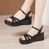 Slopes With High Heels With Sandals 2023 Summer New Style Muffin Thick Soles, Large-Size Fashion