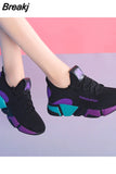 Style Casual Women's Sports Vulcanize Shoes Mesh Breathable Flying Woven Soft Sole Walking Platform Sneakers Women Tennis
