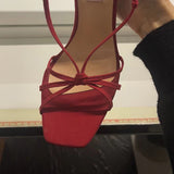 High-Heeled Sandals-Square Head