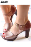 Female Sandals Chunky Heel Women Sandals Summer elderly Ankle Strap Elegant Ladies Shoes High Heel Peep Toe Leather