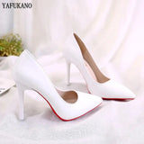 Red Sole Pumps Stiletto Sexy Pointed Toe Patent Leather Female Work Shoe White Wedding Party High Heels Sexy Woman