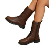 Breakj Autumn New Large-Size Round Head Side Zipper Mid-Sleet English Wind Retro Skinny Boots