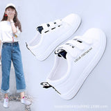 Breakj Children 2025 New Casual Shoes Fashion Women's Shoes Students Breathable Magic Sticker Small White Shoes Spring Summer Flat Plate