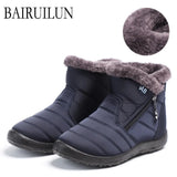 Boots Women Shoes Warm Plush Fur Ankle Boots Winter Female Slip On Flat Casual Shoes 2020 Waterproof Ultralight
