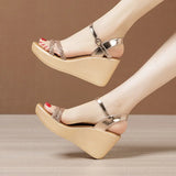 High Heel Sandals 2023 Summer New Muffin Thick Soles Waterproof Platform Bright Drill Fish Mouth Large Size