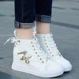 Heightened Women's Shoes 2024 Spring New Leisure High-Upper Shoes, All-Purpose Sports Shoes, Lightweight And Thin Single Shoes,