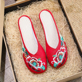 Breakj Summer Color Embroidery Leisure Walk Embroidered Cloth Shoes Women's Cloth