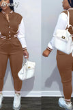 Pink Printed Baseball Coat Pants Two Piece Sets Spring Fall Outfits Womens Track Suits Casual Fashion Streetwear