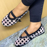 Breakj New Retro Wave Point Mary Treasure Shoes Women Round Head Flat Letter Button Mary Treasure Shoes Bao Head Single