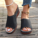 Women Big Size Slope Heel Summer New Fishmouth Laser Hollowed-Out Women's Shoes