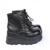 Breakj Base Large-Size Short-Coel With Martin Boots Girl Slope And Patent Leather High And Thin Leather Boots