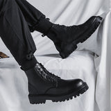 Breakj Winter New Thick Bottom Add Velvet 6 Hole British Wind Trend Martin Boots Warm Plus Fur Men's Ankle Boots