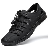 Men's Sandals 2022 New Summer Wear Soft Sole Genuine Leather Toe Cap Hole Shoes Cowhide Casual Hollow