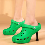 Summer Women Sandals Hole Hole Slippers Sexy Heel Slippers Sandal Shoes Woman Thin High Heels Sandal Lady Pump Heels