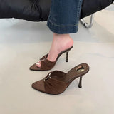 Breakj With Metal Buckle High Heel Sandals Net Red Summer New Dopamine Fashion Lightweight Toe Pointed
