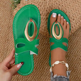 Breakj Summer New Large Size Women's Shoe Cover Metal Buckle Roman Fashion Cool Slippers Women