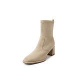 Comfortable ~2023 New Thick Heel Elastic Suede Thin Boots Versatile Korean Version Of High