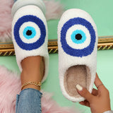 Pattern Fluffy Bedroom Slippers Women Comfort Soft Flat Heel Indoor House Shoes Woman Winter Warm Cotton Slippers for