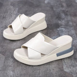 Size One Line Slippers Female 2024 Summer New Thick Bottom Slippers Female Cake Slope With Fashion High Heel