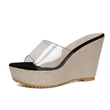 New Summer Fairy Wind High With Cool Slippers Female A Word With Transparent Slope With Cool Drag Outside Wear Korean Version Of Female