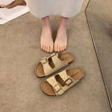 Breakj Thick-Bottomed Boken Slippers 2025 New Belt Buckle Beach Slippers Roman Muller