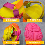 Thick-Soled Sandals Women's 2024 Summer Velcro Rainbow Shoes Women's Heels Beach